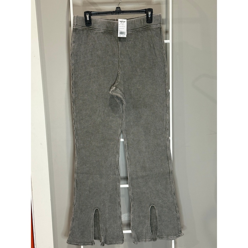 Hard Tail Forever Waffle Knit Flare Pants Mineral Wash Olive L Y2K Cozy Grunge